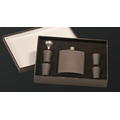 Black 6 Oz. Flask Gift Set w/ Black Box